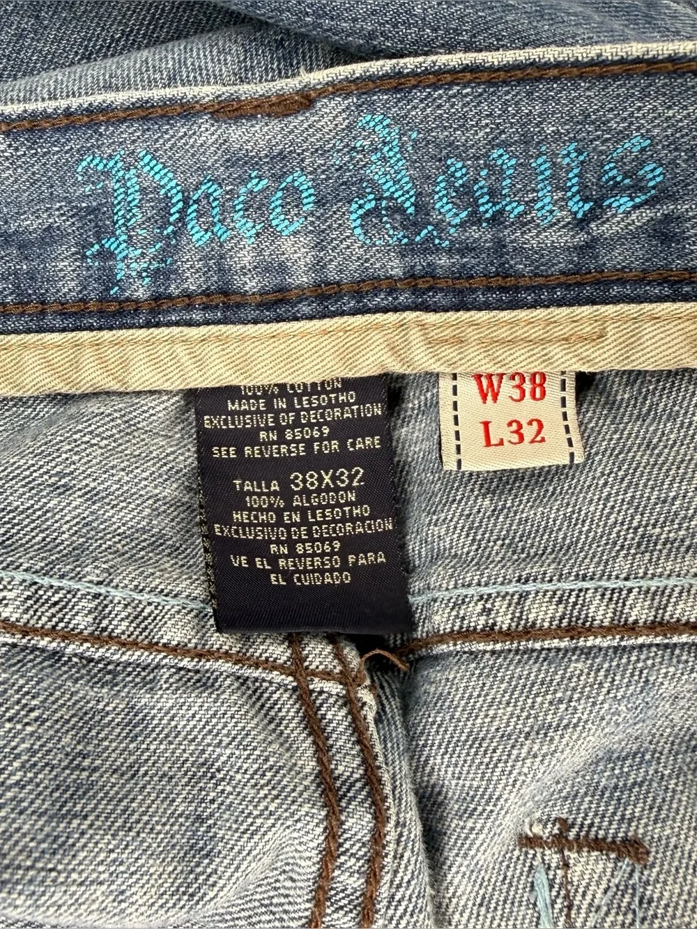 Paco Jeans Men's Blue Cotton Medium Wash Straight-Leg Jeans Y2K Size 38x32